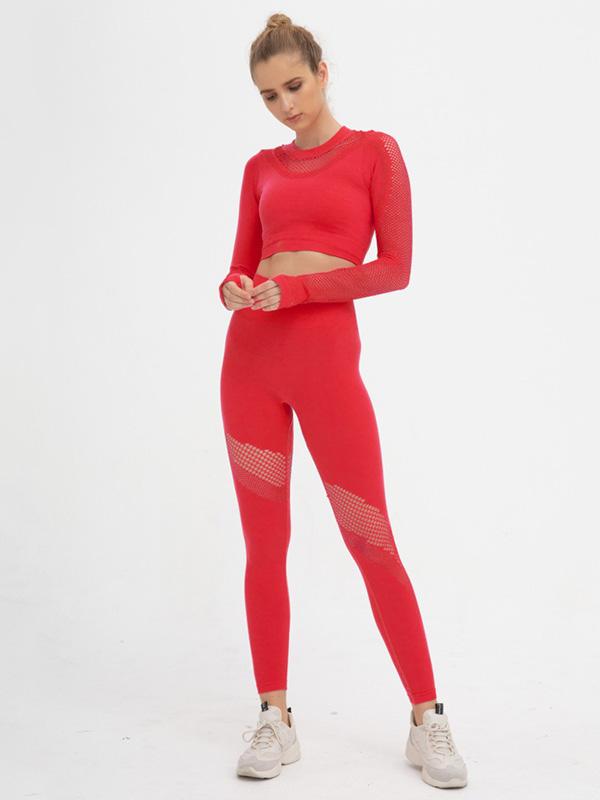 Sexy Hollow Long Sleeves Yoga Suits