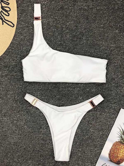 One Shoulder Top With High Cut Bikini