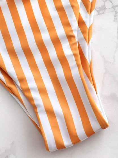 Striped Bandeau Bikinis Swimwear