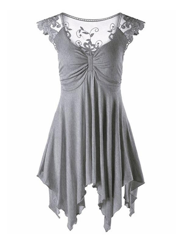 Vintage Lace Solid Cropped Mini Dresses