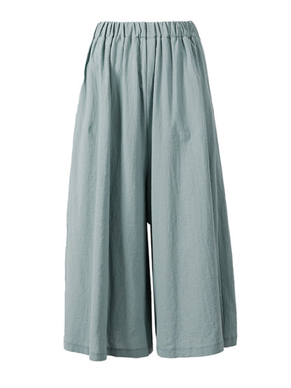 Casual 11 Colors  Solid Column Wide Leg Capri-Pants