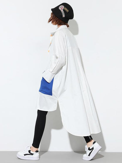Irregular Colorful Split-joint Long Shirt