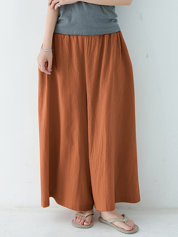 Casual 11 Colors  Solid Column Wide Leg Capri-Pants