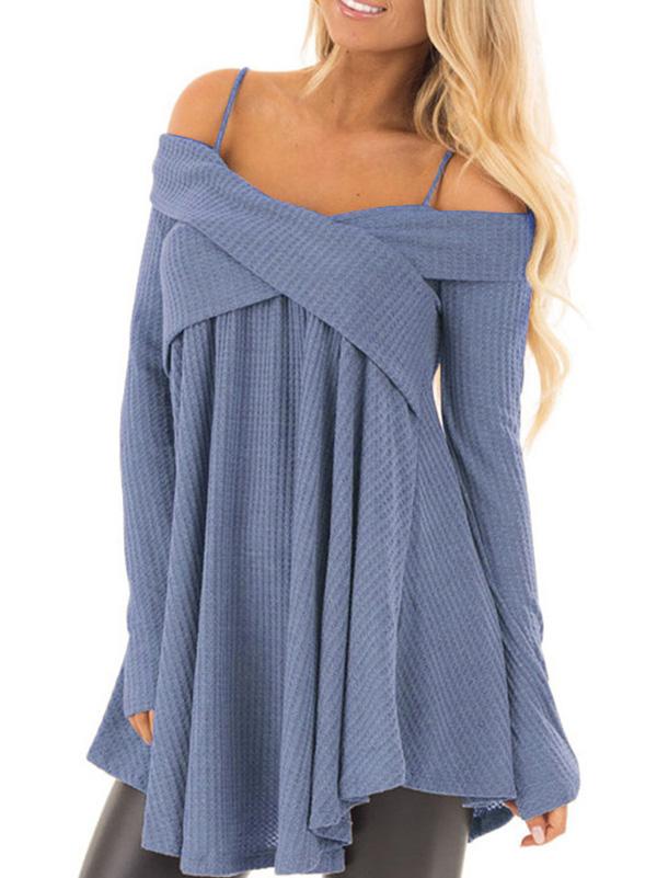 7 Colors Off-the-shoulder Blouses&Shirts Tops