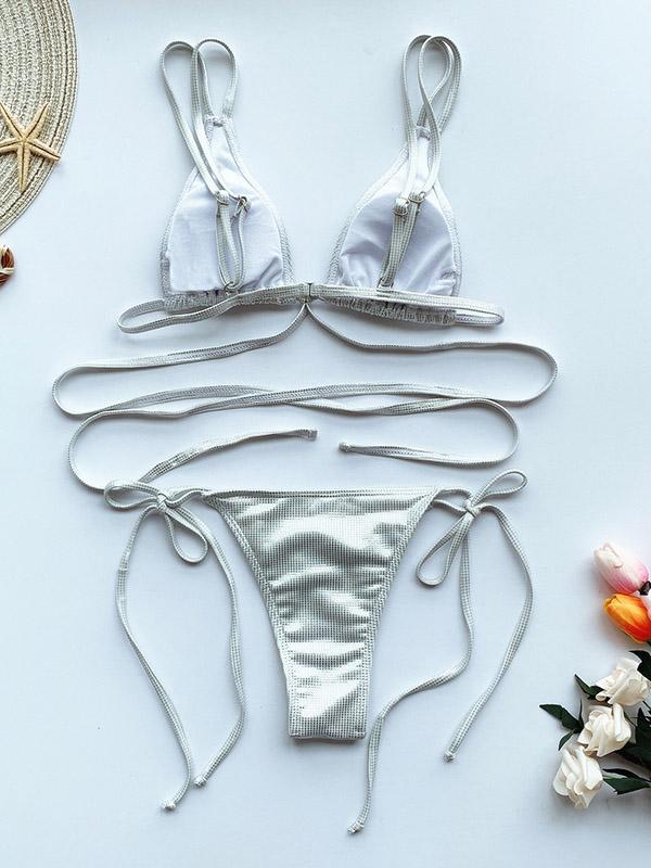 Triangle Bandage Split Bikini Swimsuit
