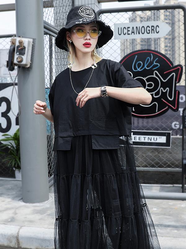 Split-joint  Plus Size Lace T-shirt Top