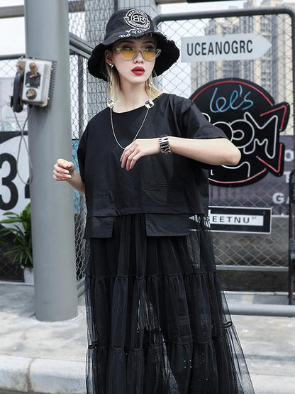 Split-joint  Plus Size Lace T-shirt Top