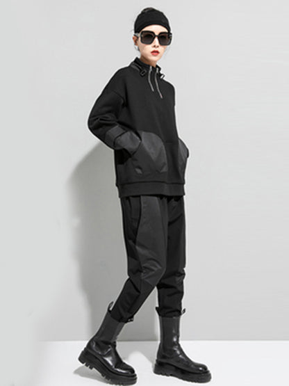 Urban Punk Stand Collar Split-Joint Zipper Sweatshirt