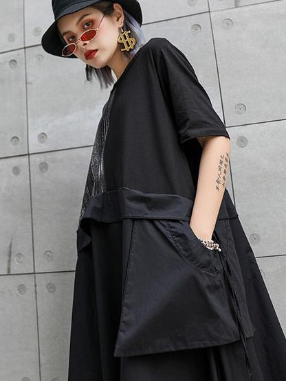Loose Oversize Split-joint  Short Sleeves Dress