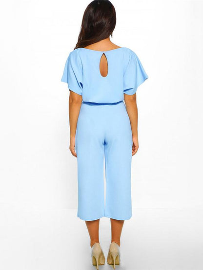 Round Neck Solid Color Jumpsuits