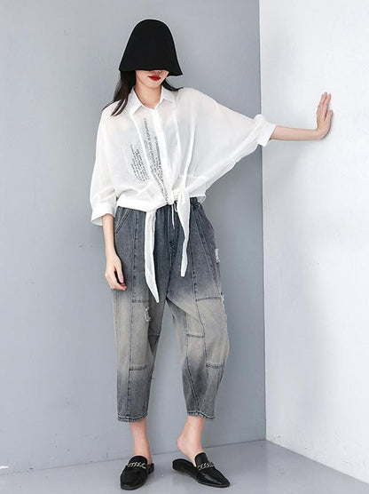 Loose Wide-leg Split-joint Harem-pants