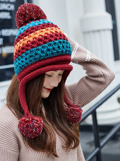 Casual Warm Contrast Color Knitted Hat