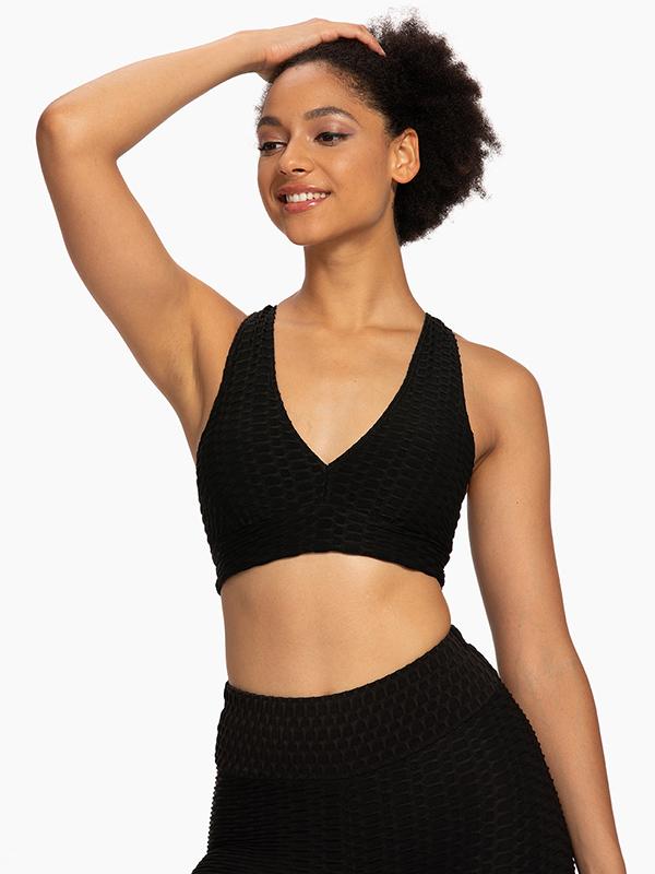 Wrap Solid Color V-Neck Sports Bra