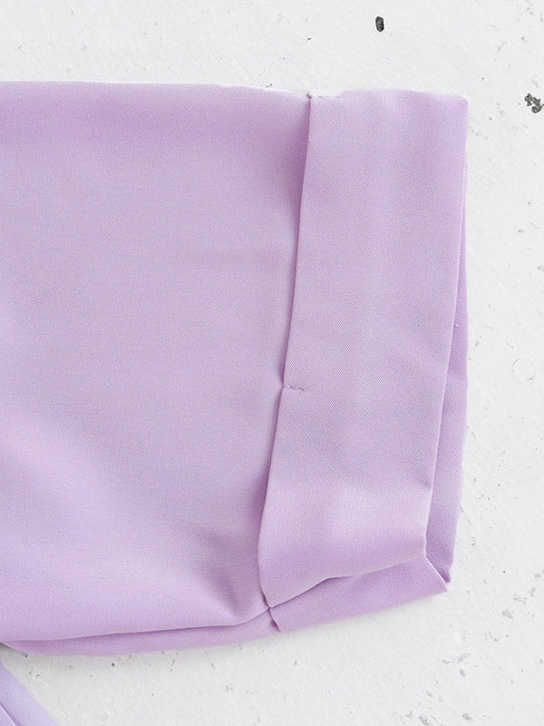 Stylish Solid Color High-Low Pleated Split-Joint Half Sleeves Blouse