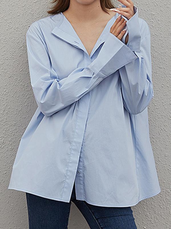 Original Round-neck Solid Blouses
