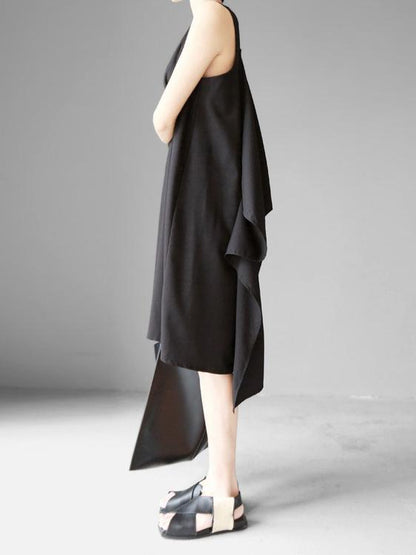 Original Asymmetric Design Tiered Sleeveless Dress