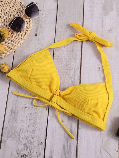 Lace Up Ribbed Bikini Set