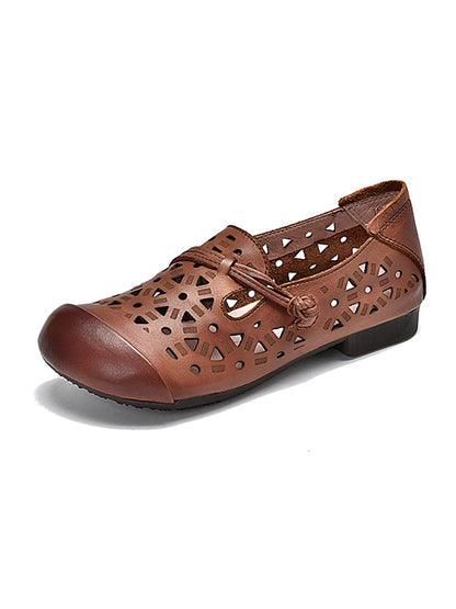 Leisure Fashionflat Hollow Flat Heel Leather Shoes
