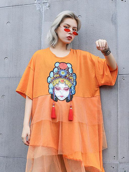 Summer Loose Peking Opera Midi Dress