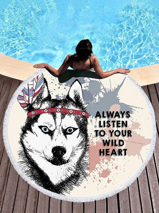 Wolf Head Printed Beach Mats