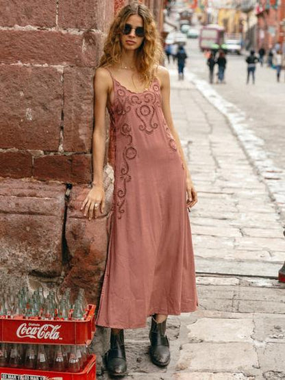 Flower Hollow Split-side Maxi Dress