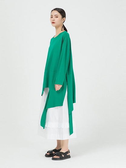 Loose Cropped Solid Color Long Sleeve T-Shirt