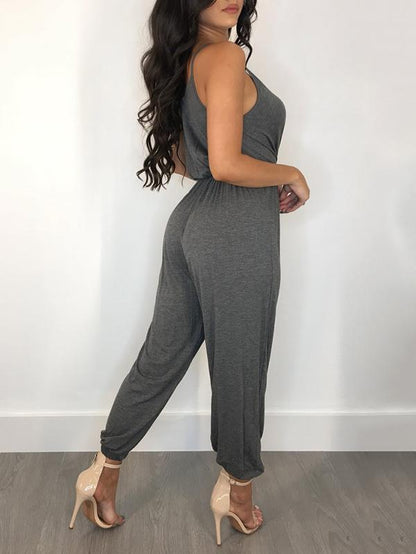 Solid Loose Bandage Jumpsuits