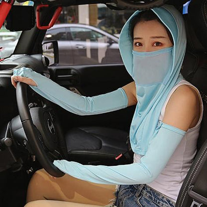 Solid Color Gauze Ice Silk Mask Multi-Functional Sunscreen Hat