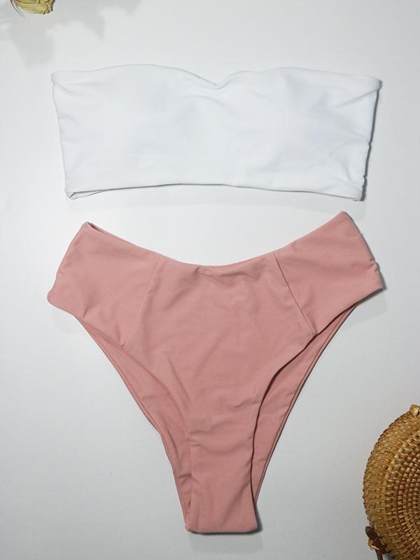 Sexy Solid Bandeau Bikinis Swimwear