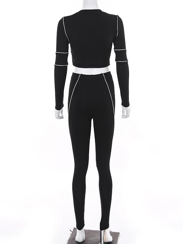 Line Split-joint Sports Tee&Leggings Suits