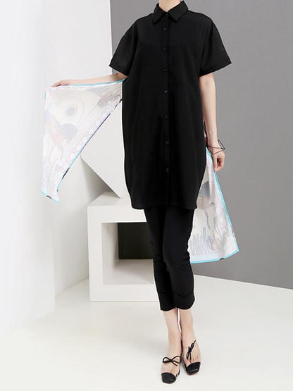 High-low Short Sleeves Backless Shirt