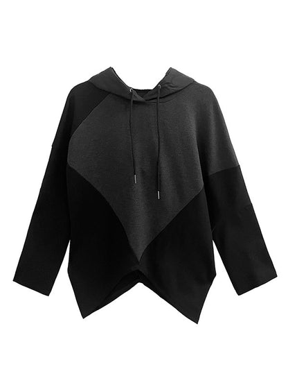 Casual Hooded Drawstring Split-Joint Hoodies&Sweatshirt Tops