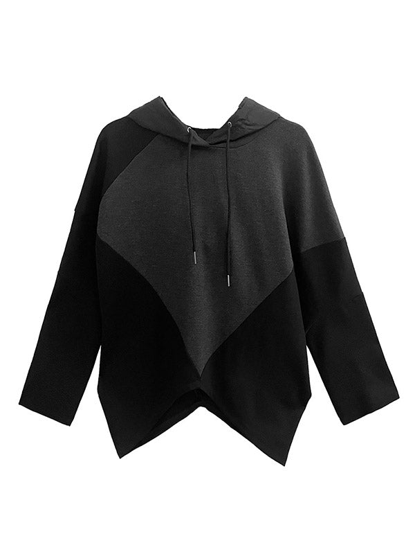 Casual Hooded Drawstring Split-Joint Hoodies&Sweatshirt Tops