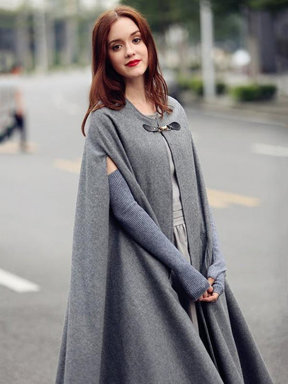 Gray Maxi Cape Outwear