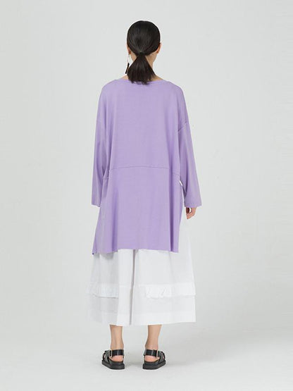 Loose Cropped Solid Color Long Sleeve T-Shirt