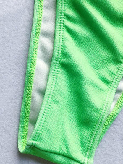 Ribbed Balconette Plain Bikini Swimsuit