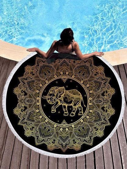 Elephant Printed Bohemia Round Beach Mats