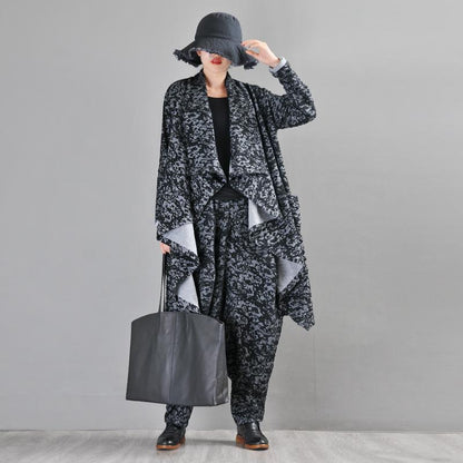 Buykud Irregular Design Retro Jacquard Trench Coat