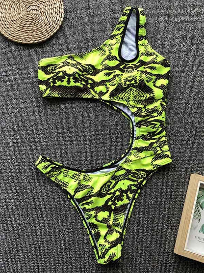 Hollow One Shoulder One Piece Swimsuit