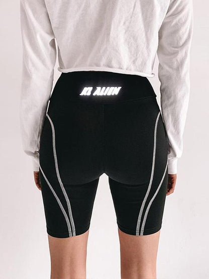 Zipper Letter Printed Sports Shorts