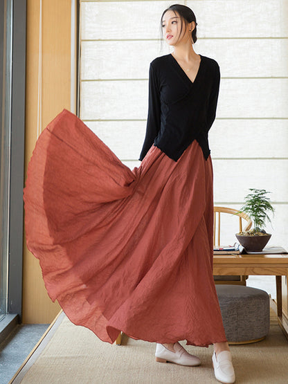 Original Loose Simple Linen Cotton Skirt
