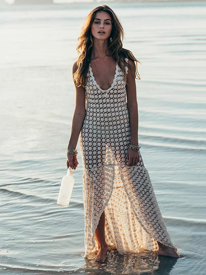 Asymmetric Sleeveless Split-joint Maxi Dress