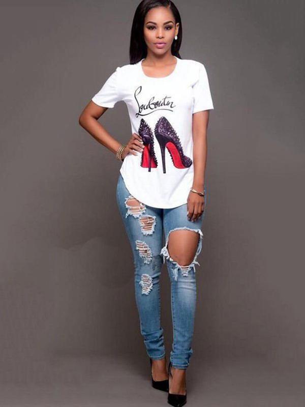 Simple Round-Neck T-Shirts Tops