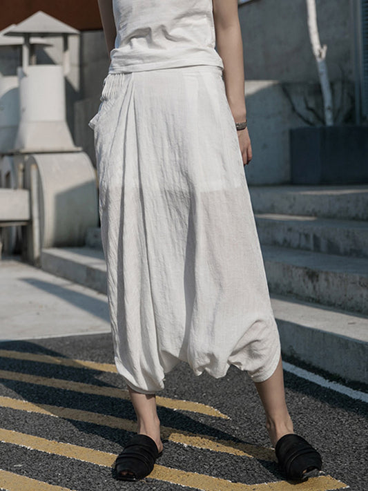 Casual Solid Color Asymmetric Empire Harem Capri-Pants