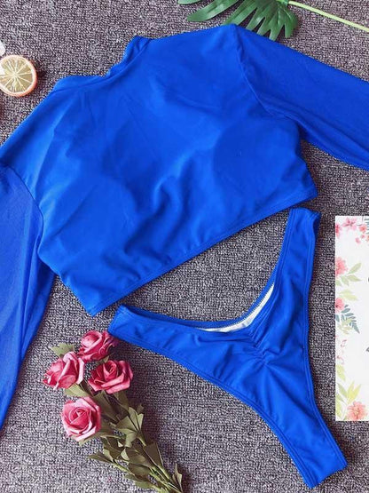 Tulle Long Sleeves Bikinis Swimwear