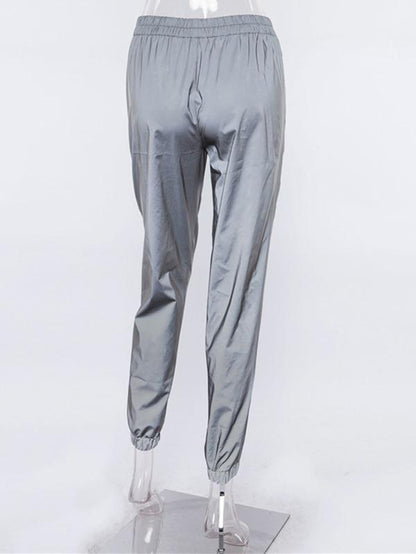 Solid Halterneck Tank Top And Casual Pants Bottoms Suits