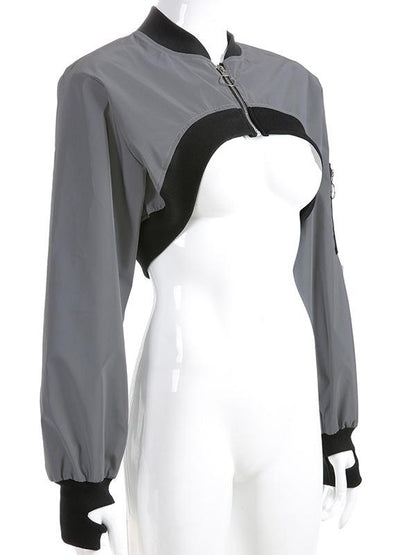 Irregular Reflective Casual  Hoodies & Jackets