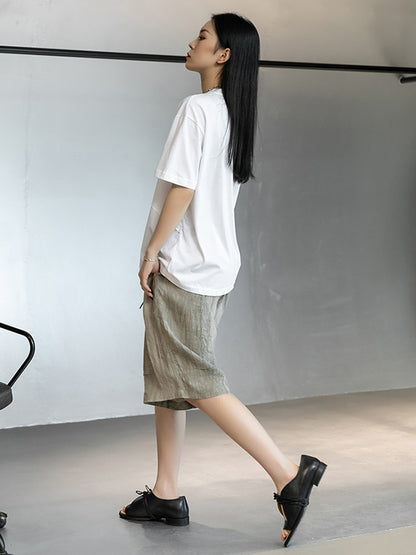 Original Solor Color Linen Wide Leg Shorts
