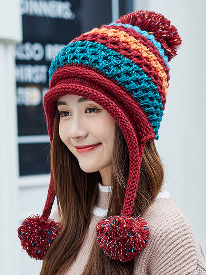 Casual Warm Contrast Color Knitted Hat