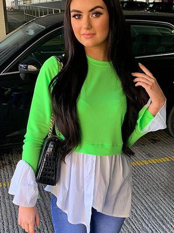 False Two Split-joint Cropped Blouse